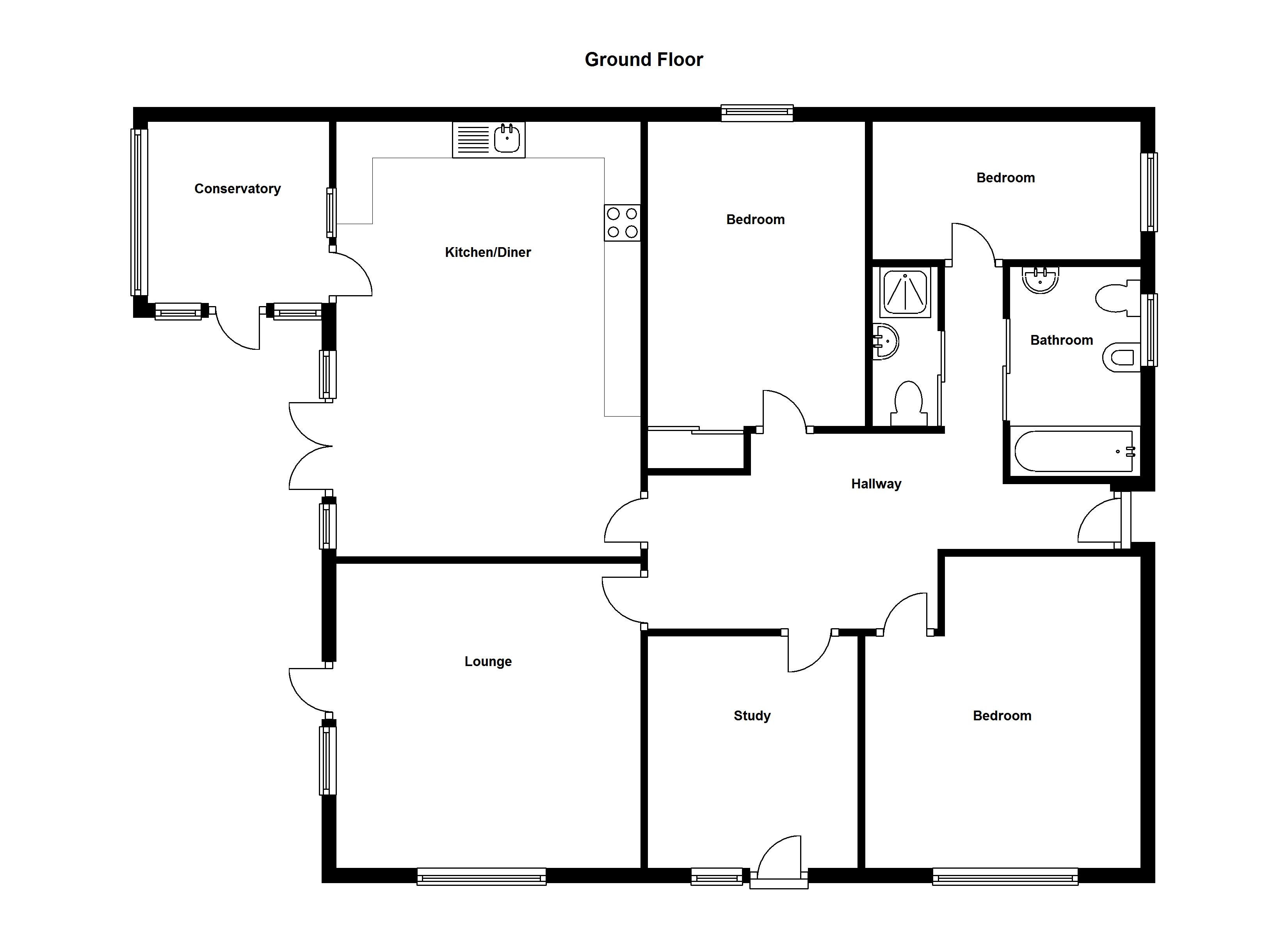 26 Perfect Images 4 Bedroom Bungalow Floor Plans House Plans